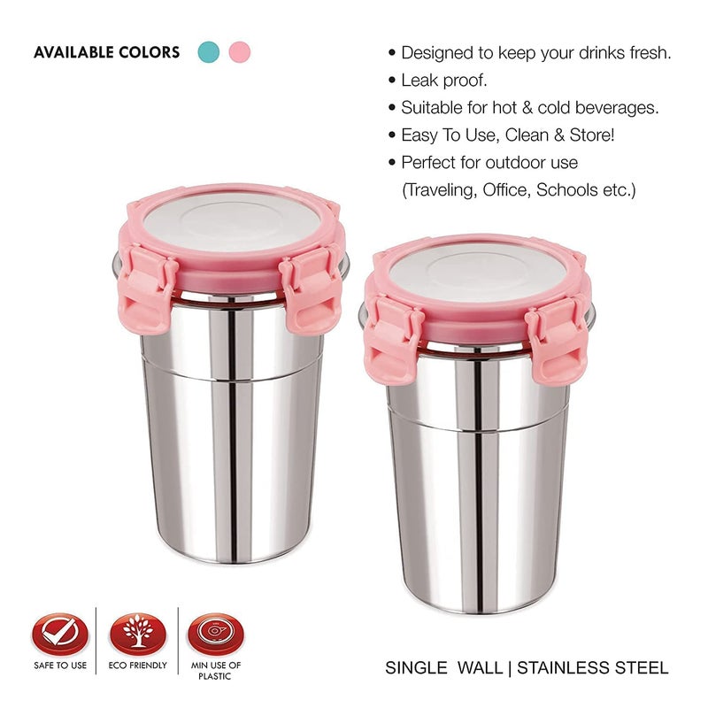 WRYER Stainless Steel Tumbler for Traveling & Tiffin for Coffee, Tea, Beer, Milk, Lassi, Butter Milk Glass Tumbler with Airtight Lid Cap Fusion Bottle - Image 4