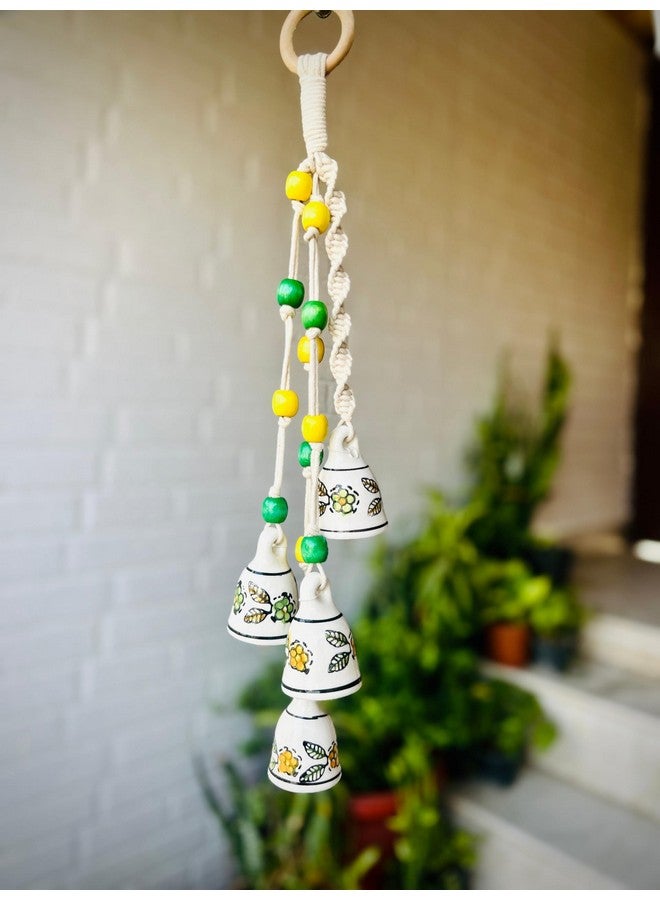 Shopping Shots Macrame Symphony, Symphony Chimes | Bunch of 4 (Mini) Bells Tied with Macrame. Ceramic Hook Included to Hand Chime. - Image 3