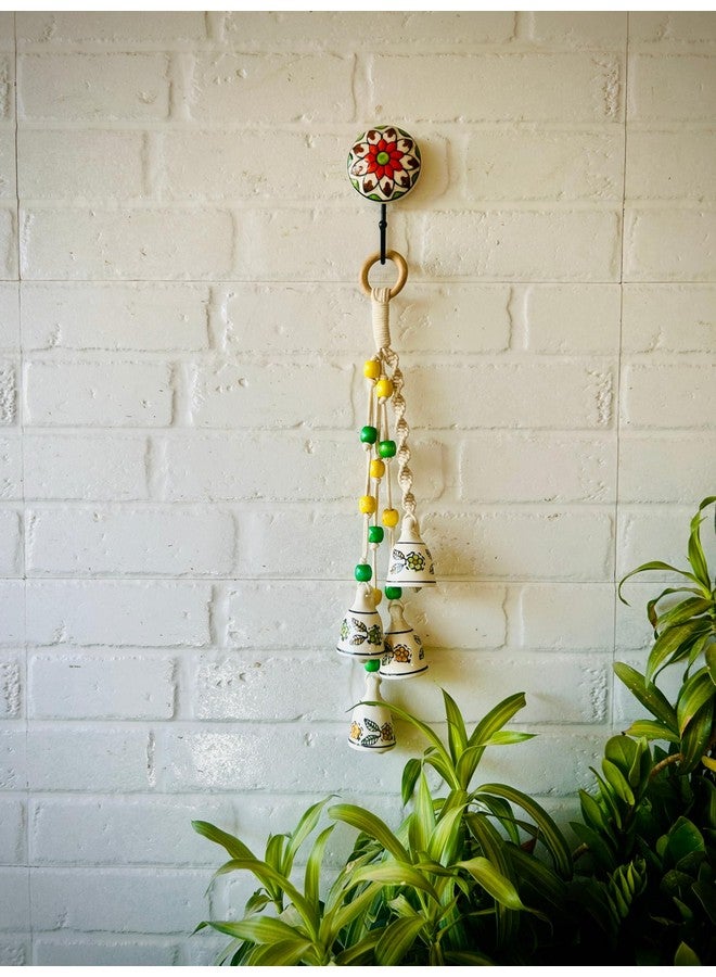 Shopping Shots Macrame Symphony, Symphony Chimes | Bunch of 4 (Mini) Bells Tied with Macrame. Ceramic Hook Included to Hand Chime. - Image 1