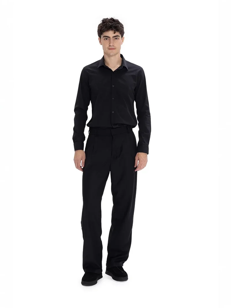 Giesto Black GIESTO Slim Fit Poplin Button-Up Shirt for Men | Best Price UAE