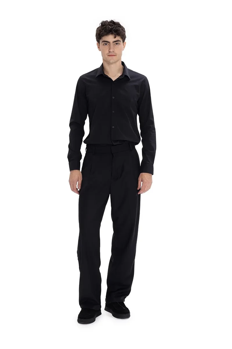 Giesto Black GIESTO Slim Fit Poplin Button-Up Shirt for Men | Best Price UAE