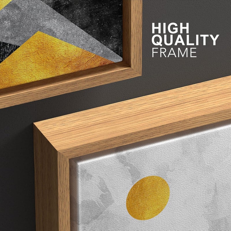 wall26 Framed Wall Art Print Set Black, Yellow and Gray Geometric Mountains Nature Wilderness Illustrations Modern Art Rustic Colorful Multicolor for Living Room, Bedroom, Office - 24"x36"x3 Natural - Image 4