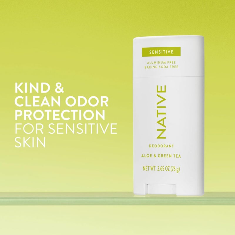 Native Sensitive Deodorant | Natural Deodorant for Women and Men, Aluminum Free, Baking Soda Free, Phthalate Free, Talc Free, Coconut Oil and Shea Butter | Aloe & Green Tea (Sensitive) - Image 2