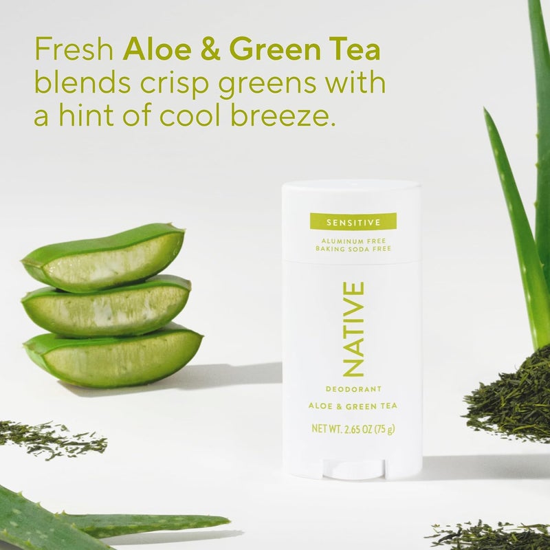 Native Sensitive Deodorant | Natural Deodorant for Women and Men, Aluminum Free, Baking Soda Free, Phthalate Free, Talc Free, Coconut Oil and Shea Butter | Aloe & Green Tea (Sensitive) - Image 4