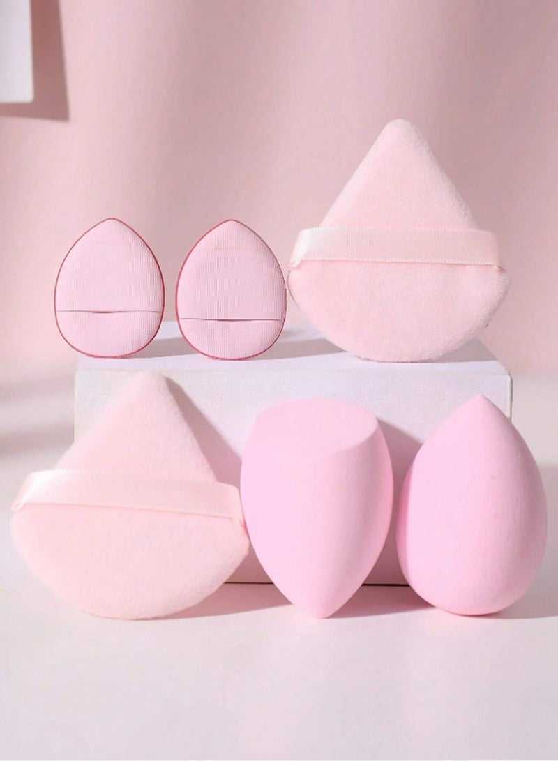 Shein Makeup Sponge Set 6pcs – Velvet Powder Puff, Concealer Sponge & Beauty Blender (Multicolor) - Image 1