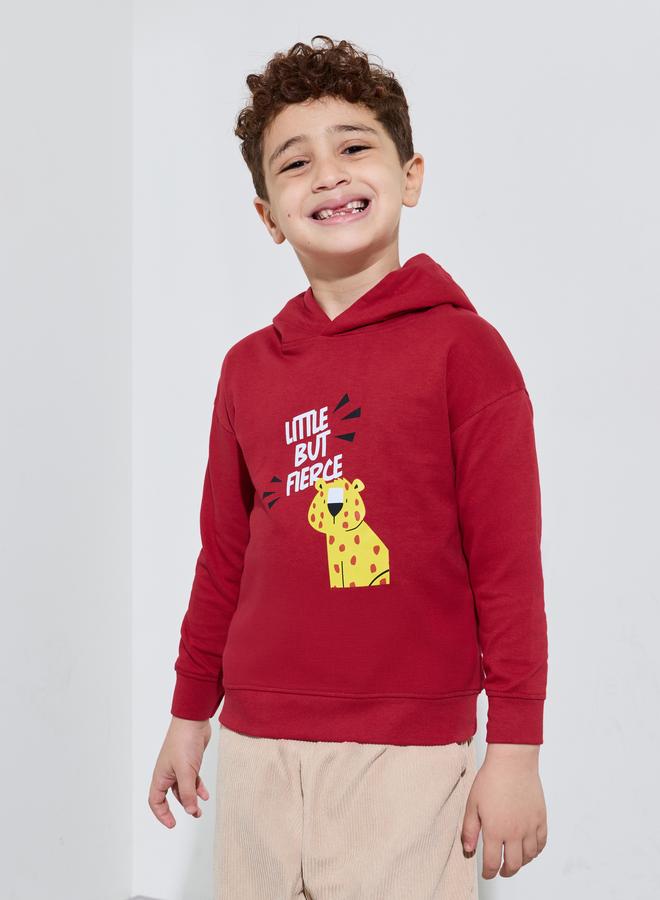 Styli Boys Red Graphic Print Long Sleeves Oversized Hoodie - Image 1