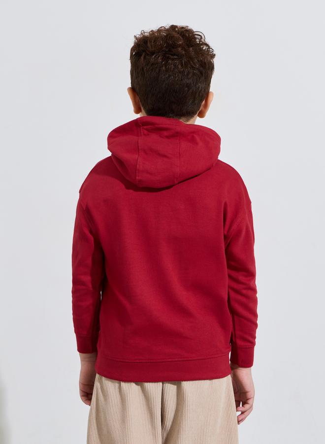 Styli Boys Red Graphic Print Long Sleeves Oversized Hoodie - Image 4