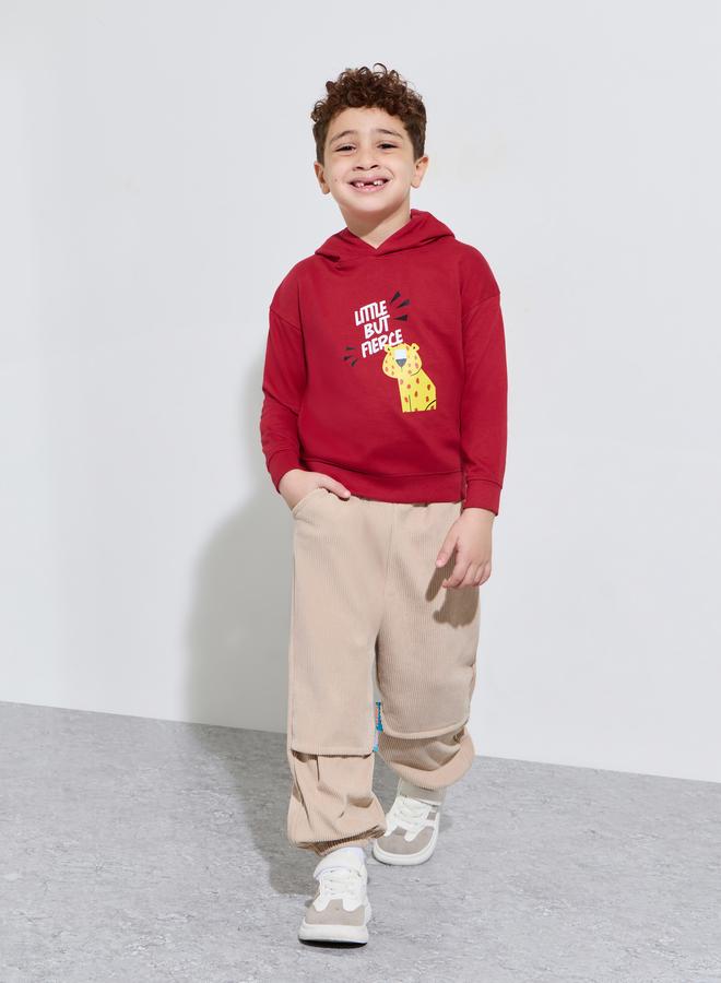 Styli Boys Red Graphic Print Long Sleeves Oversized Hoodie - Image 2