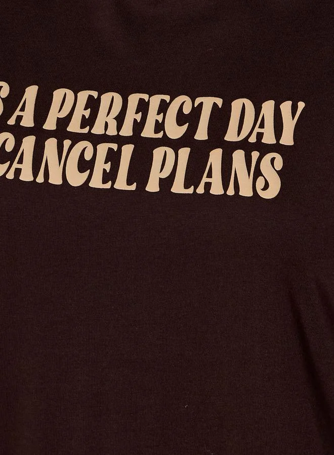 سبلاش فيڤ Cotton T shirt with Slogan Print