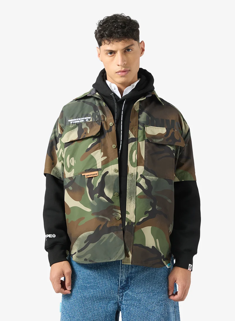 AAPE AAPEUNVS moonface logo cargo shirt