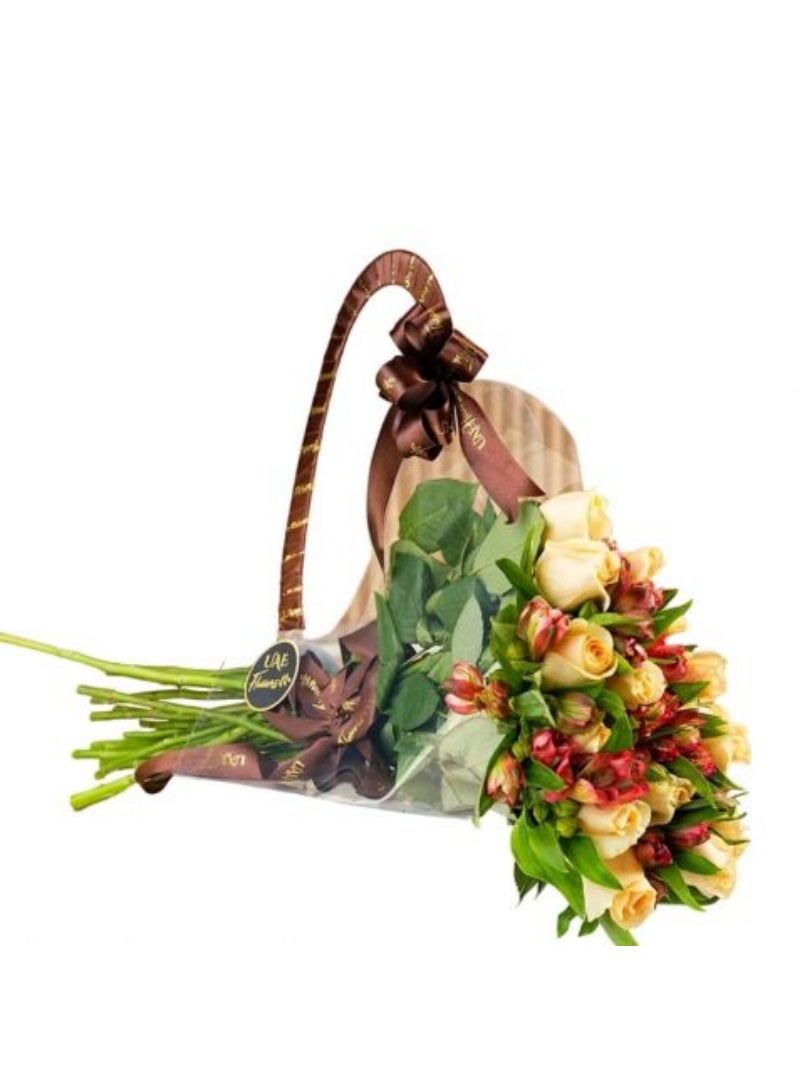 Generic Peach Roses & Red Alstromeria Bag