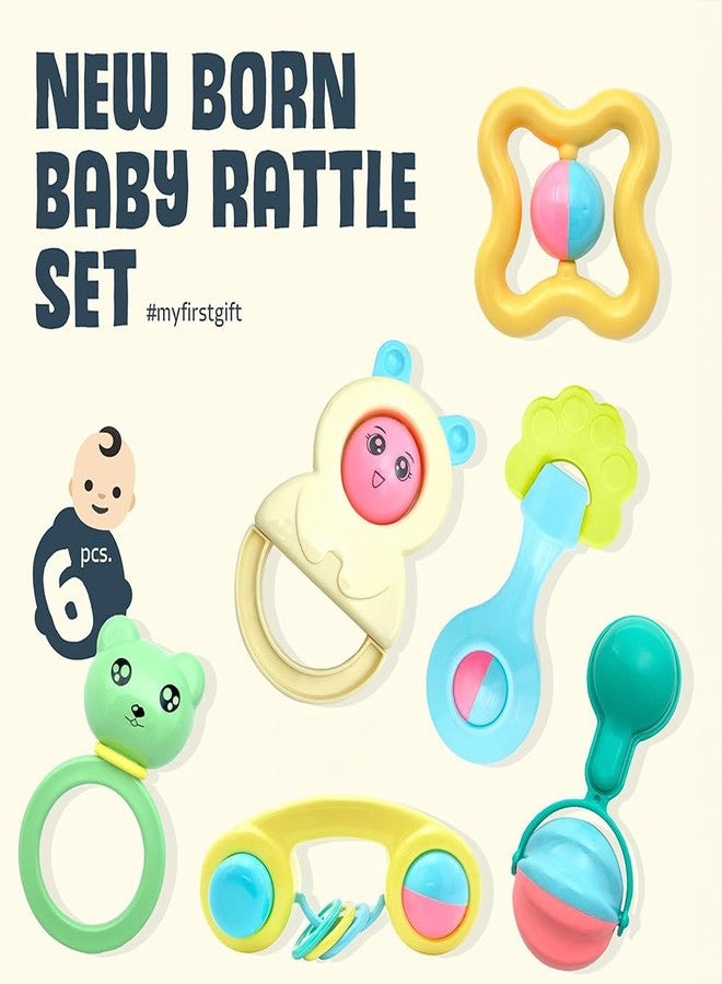 StarAndDaisy 6 Pcs Baby Rattle Gift Set & Teether Set | Safe, Non-Toxic Toys for Newborns 0+ Months | Colorful Soft Sound Rattles | Ideal for Baby Gift. - Image 2