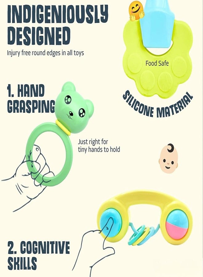 StarAndDaisy 6 Pcs Baby Rattle Gift Set & Teether Set | Safe, Non-Toxic Toys for Newborns 0+ Months | Colorful Soft Sound Rattles | Ideal for Baby Gift. - Image 4