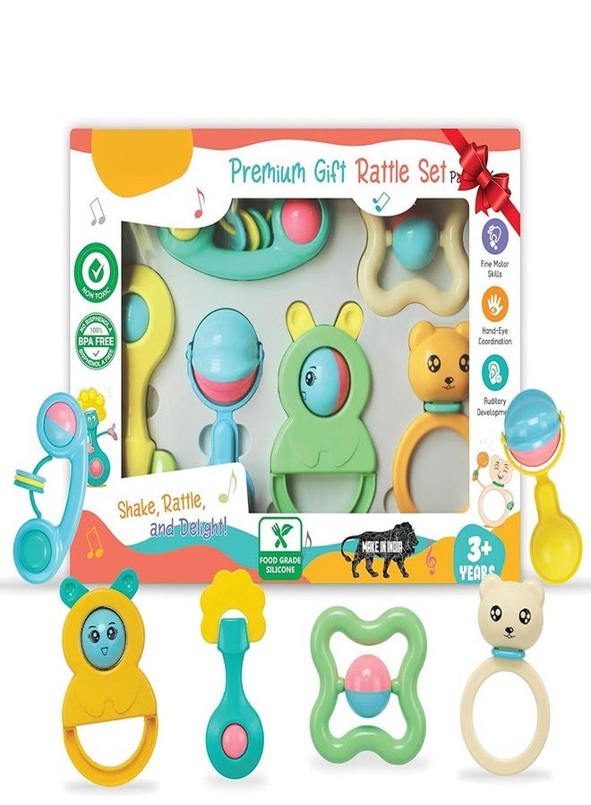 StarAndDaisy 6 Pcs Baby Rattle Gift Set & Teether Set | Safe, Non-Toxic Toys for Newborns 0+ Months | Colorful Soft Sound Rattles | Ideal for Baby Gift. - Image 1