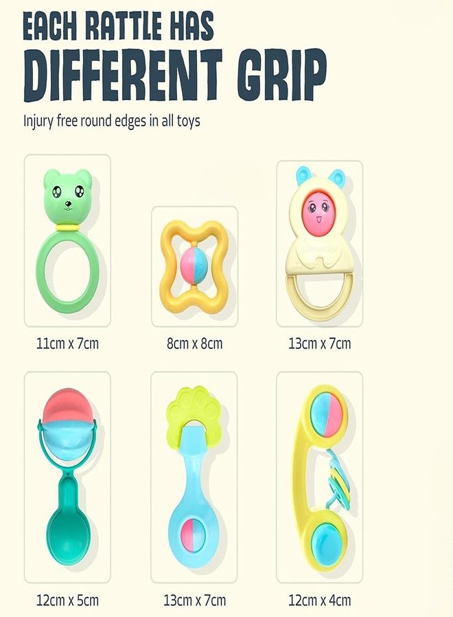 StarAndDaisy 6 Pcs Baby Rattle Gift Set & Teether Set | Safe, Non-Toxic Toys for Newborns 0+ Months | Colorful Soft Sound Rattles | Ideal for Baby Gift. - Image 5