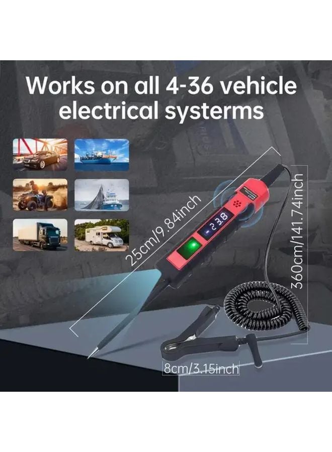 Red LCD Digital Voltage Tester 4 36V DC Automotive Circuit Checker - Image 3