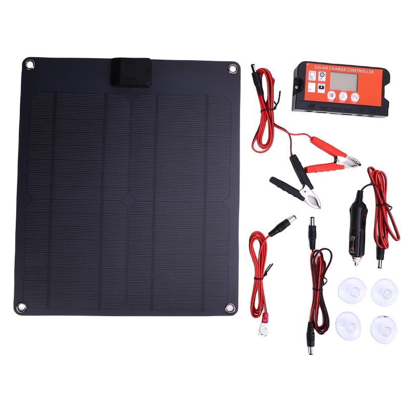 Solar Battery Charger Maintainer 30W USB Solar Panel Trickle Charger with Charge Controller for Car Boat RV Trailer IP67 Water Proof - Image 1