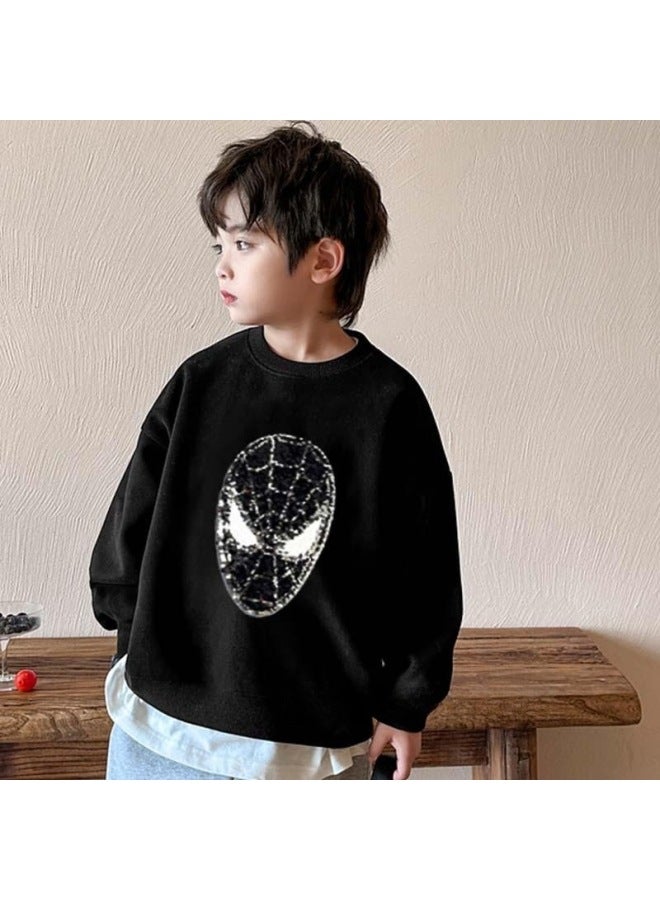 Tiktok Live Drop Shipping Boys' Glitter Color-changing Spider-man Kids' Autumn Winter Fleece Long Sleeve Hoodie T-shirt Trendy Children's Clothing