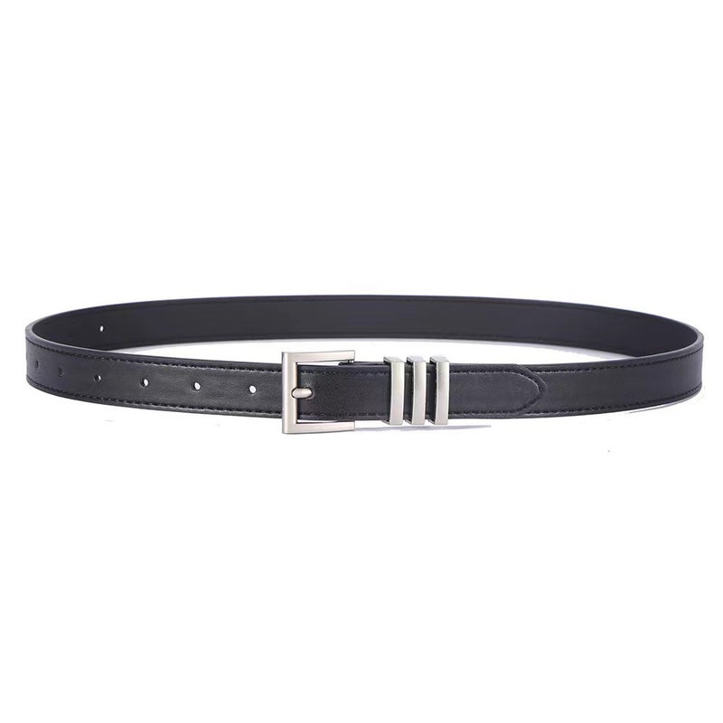 Chic High-Waist Grey A-Line Skirt for Women Summer 2024 Black Belt - Image 1