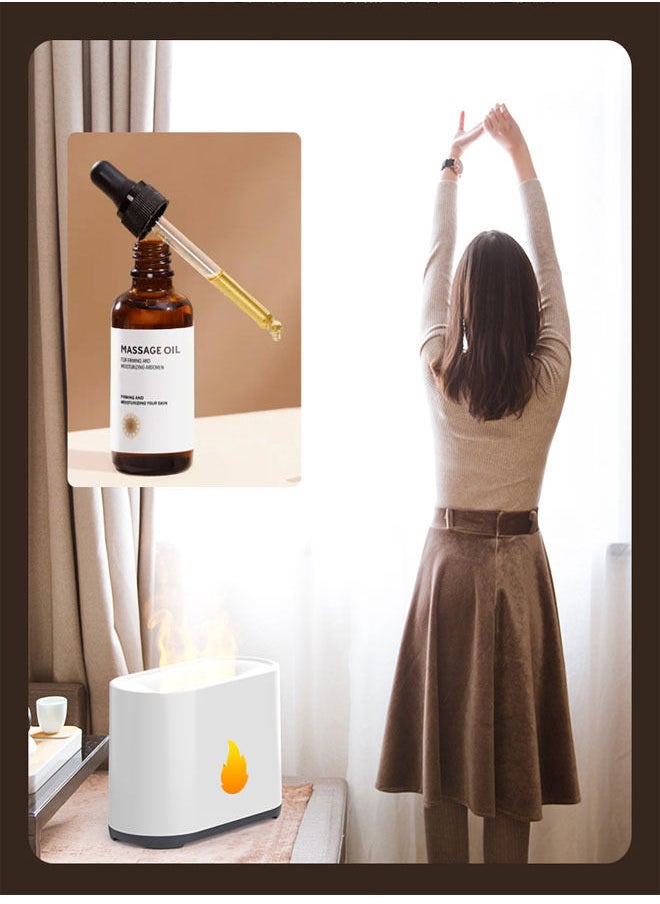 200ml Essential Oil Diffuser LED Simulation Flame Ultrasonic Humidifier Home Office Air Freshener Fragrance Sooth Sleep Atomizer