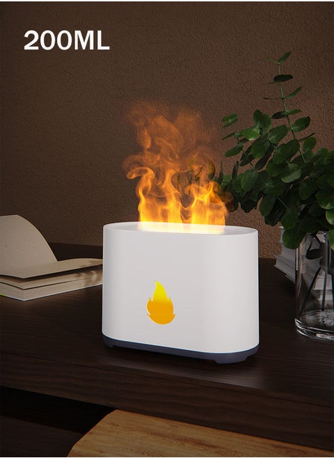 200ml Essential Oil Diffuser LED Simulation Flame Ultrasonic Humidifier Home Office Air Freshener Fragrance Sooth Sleep Atomizer
