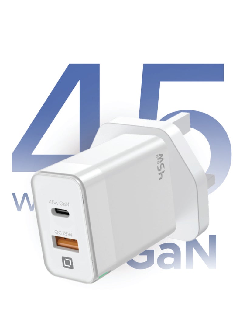 Lycka Boost +45GaN Travel Adapter, Dual Type-C + USB A Port, Max 45W Output - Image 2