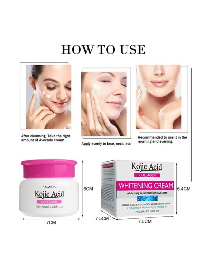 GUANJING - Kojic Acid Collagen Whitening Face Cream Whitening Rejuvenation System Moisturizing Firming Whitening Brightening 80ml - Image 1