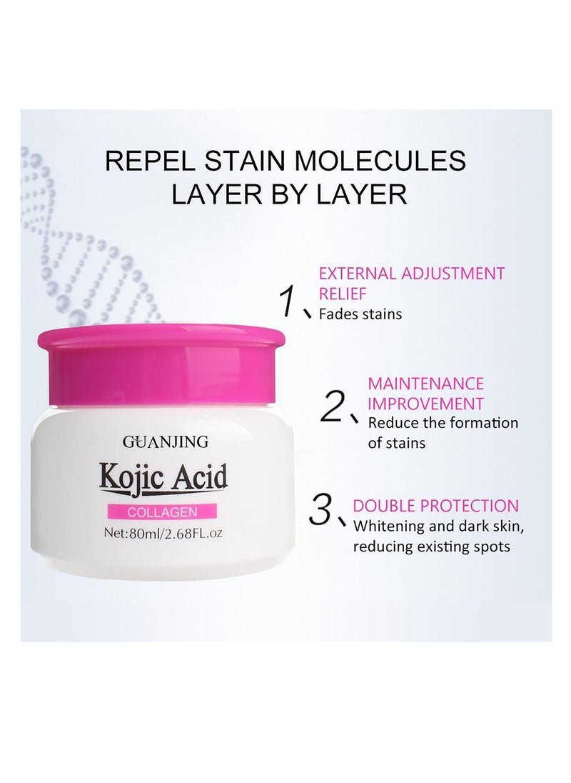 GUANJING - Kojic Acid Collagen Whitening Face Cream Whitening Rejuvenation System Moisturizing Firming Whitening Brightening 80ml - Image 1