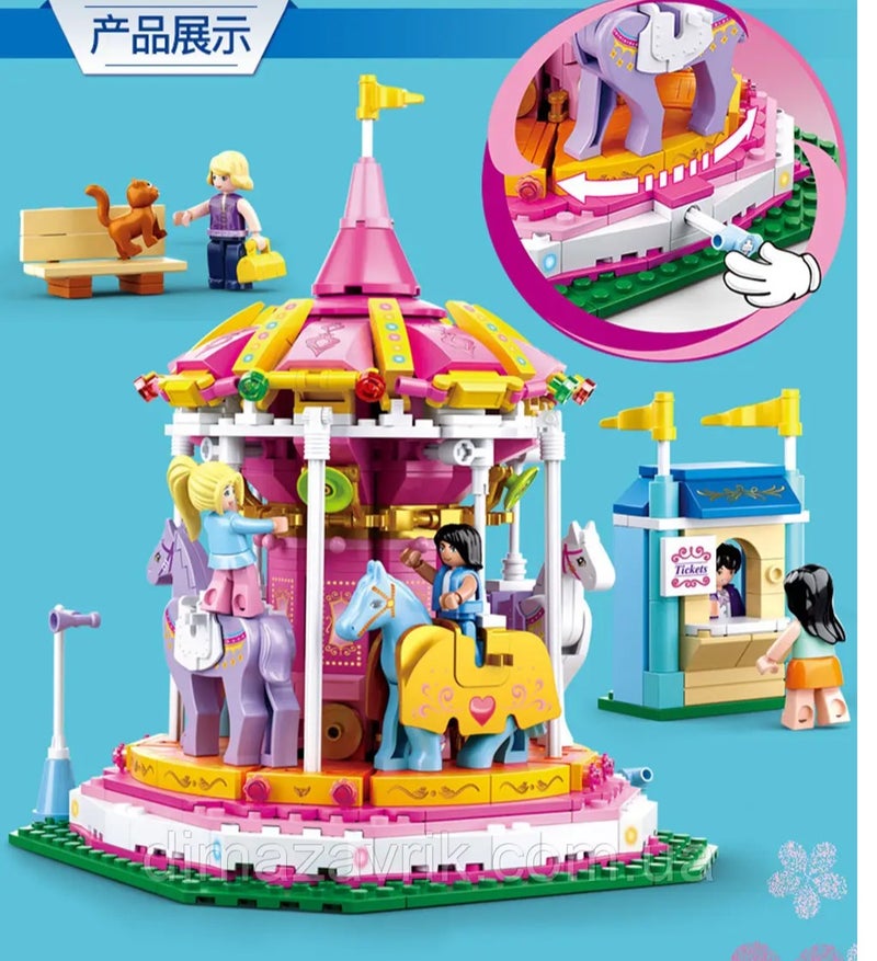 سلوبان Sluban princess amusement wheel series with characters, Ferris wheel building set, 789 pieces, with mini figures, for ages 6 years and above – pink, plastic. Blocks, building blocks, assembly construction block set, building block toy, kids blocks, assembly, boys, blocks, girls toys, building game toy, construction toy, boys block sets, large kids blocks, building blocks, character blocks, skill development blocks, kids intelligence blocks. Home toys for children, toys for boys and girls, kids toy, kids toys, children’s toy, group games, educational kids toys, toys, boys toys, toys for 1-year-old children, toys for 6-year-old children, toys. - Image 3