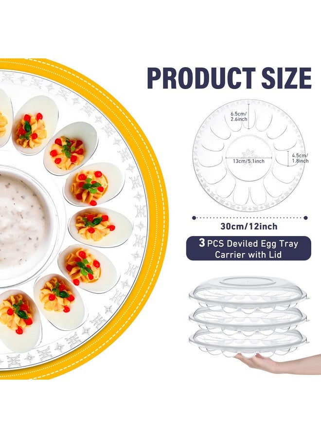 Shellwei Deviled Egg Tray with Lid 12 Inch Round Egg Containers with 15 Egg Slots Reusable Plastic Egg Holder Platter for Deviled Egg Fruits Veggie Finger Food - Image 2