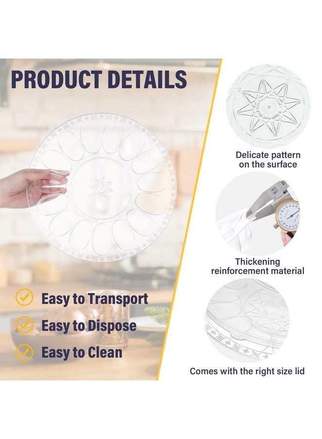 Shellwei Deviled Egg Tray with Lid 12 Inch Round Egg Containers with 15 Egg Slots Reusable Plastic Egg Holder Platter for Deviled Egg Fruits Veggie Finger Food - Image 3