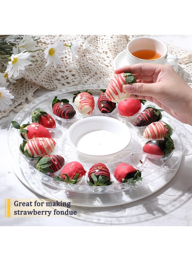 Shellwei Deviled Egg Tray with Lid 12 Inch Round Egg Containers with 15 Egg Slots Reusable Plastic Egg Holder Platter for Deviled Egg Fruits Veggie Finger Food - Image 5