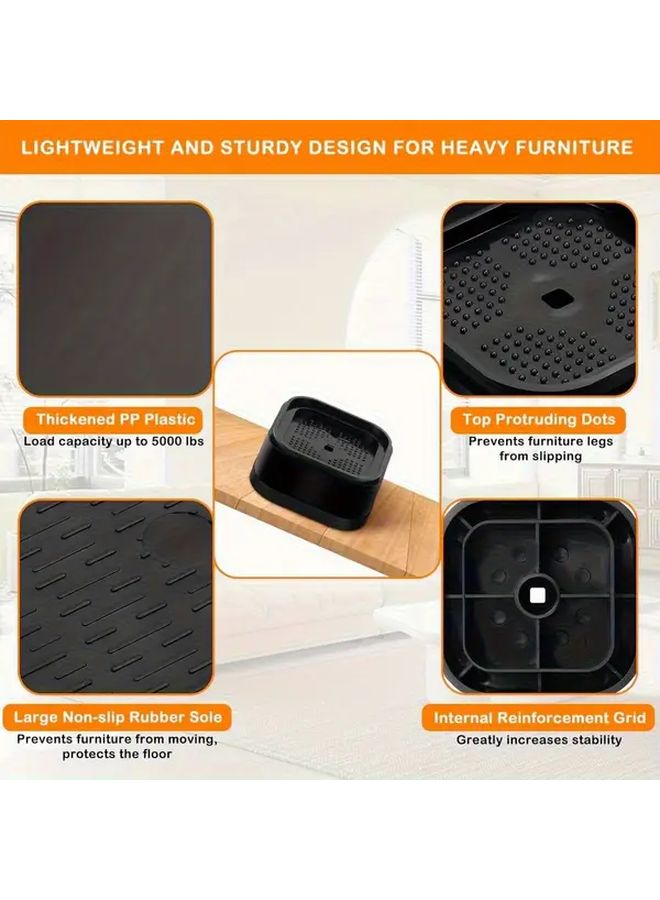 20pcs Heavy Duty Adjustable Bed Risers Stackable Leg Levelers Non Slip Base - Image 3