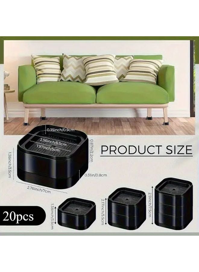 20pcs Heavy Duty Adjustable Bed Risers Stackable Leg Levelers Non Slip Base - Image 2