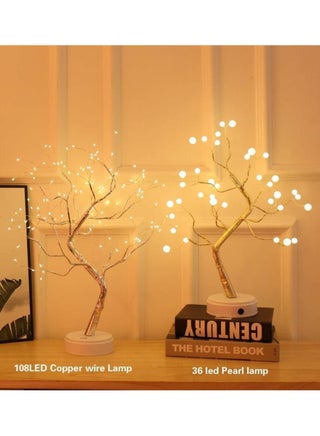 Night Light, Table Lamps Upgraded Copper Wire Tree Branch Decorative No Heat Lights, USB Battery Powered, 108 Warm White LED, Desk lamp for Home Decoration - view 2