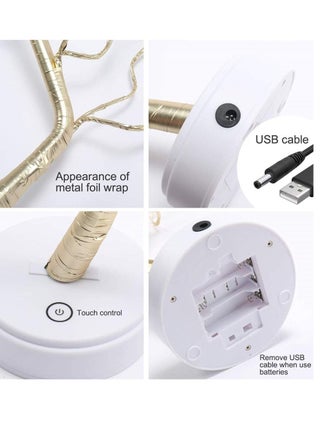 Night Light, Table Lamps Upgraded Copper Wire Tree Branch Decorative No Heat Lights, USB Battery Powered, 108 Warm White LED, Desk lamp for Home Decoration - view 3