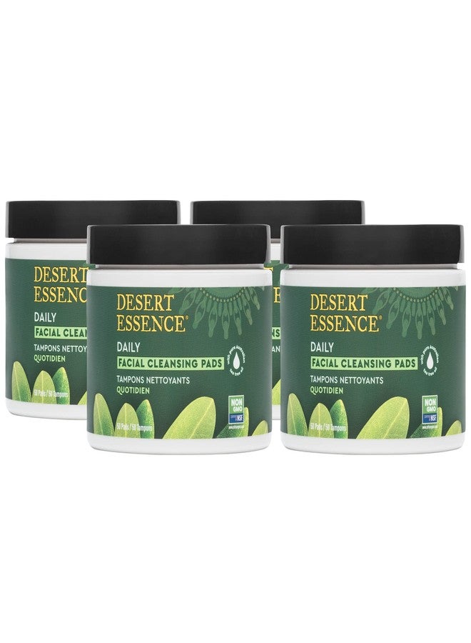 Desert Essence Desert Essene Daily Facial Cleansing Pads with Pure Australian Tea Tree, Witch Hazel, Calendula & Chamomile - Reduce Oil, Minimize Pores - Plant-Based Cleanser - Vegan, Non-GMO, Cruelty-Free - 50 Pads - Image 1