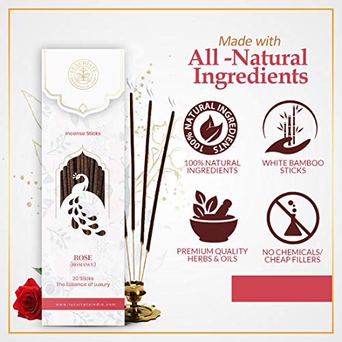 LUXURIATE Premium Incense Stick Agarbatti Rose Gulab (20 Sticks) for Home | Natural Organic Long Lasting Incense Agarbatti for Pooja Prayer Non-Toxic - Image 4
