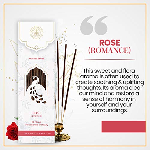 LUXURIATE Premium Incense Stick Agarbatti Rose Gulab (20 Sticks) for Home | Natural Organic Long Lasting Incense Agarbatti for Pooja Prayer Non-Toxic - Image 2