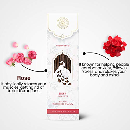 LUXURIATE Premium Incense Stick Agarbatti Rose Gulab (20 Sticks) for Home | Natural Organic Long Lasting Incense Agarbatti for Pooja Prayer Non-Toxic - Image 5