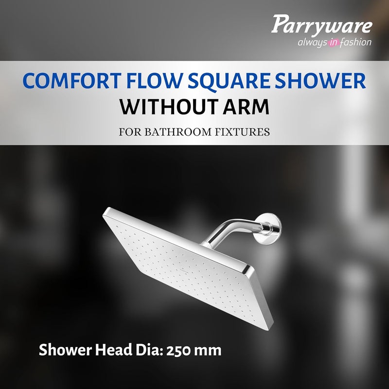 Parryware Comfort Flow Square Shower without Arm 250 x 170 x 15 mm for bathroom fixture For gentle and soothing flow - Image 3