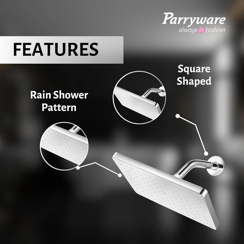 Parryware Comfort Flow Square Shower without Arm 250 x 170 x 15 mm for bathroom fixture For gentle and soothing flow - Image 5