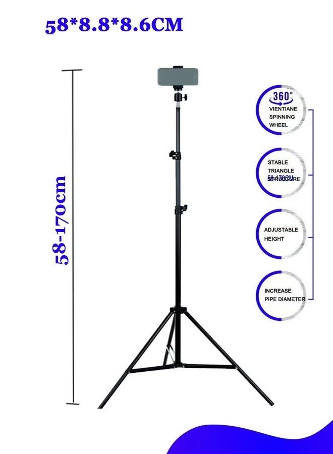 Floor projector stand universal projector tripod, 58-170cm retractable tripod, adjustable angle, high-quality alloy material, portable projector stand for projector camera iPhone webcam stand, 360° ball head rotation, can be used for home/conference/studio (black) - Image 2