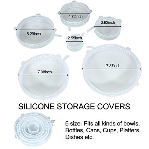 SCHUBERT Microwave Safe Silicone Stretch Lids reuseable Flexible Covers for Rectangle, Round, Square Bowls, Dishes, Plates, Cans, Jars, Glassware and Mugs (Free Size,Colour as per Available) (SET OF 6) - Image 4