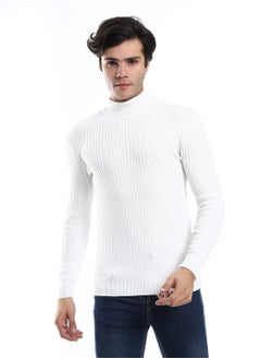 Mens Ripped Wool Pullover With High Neck