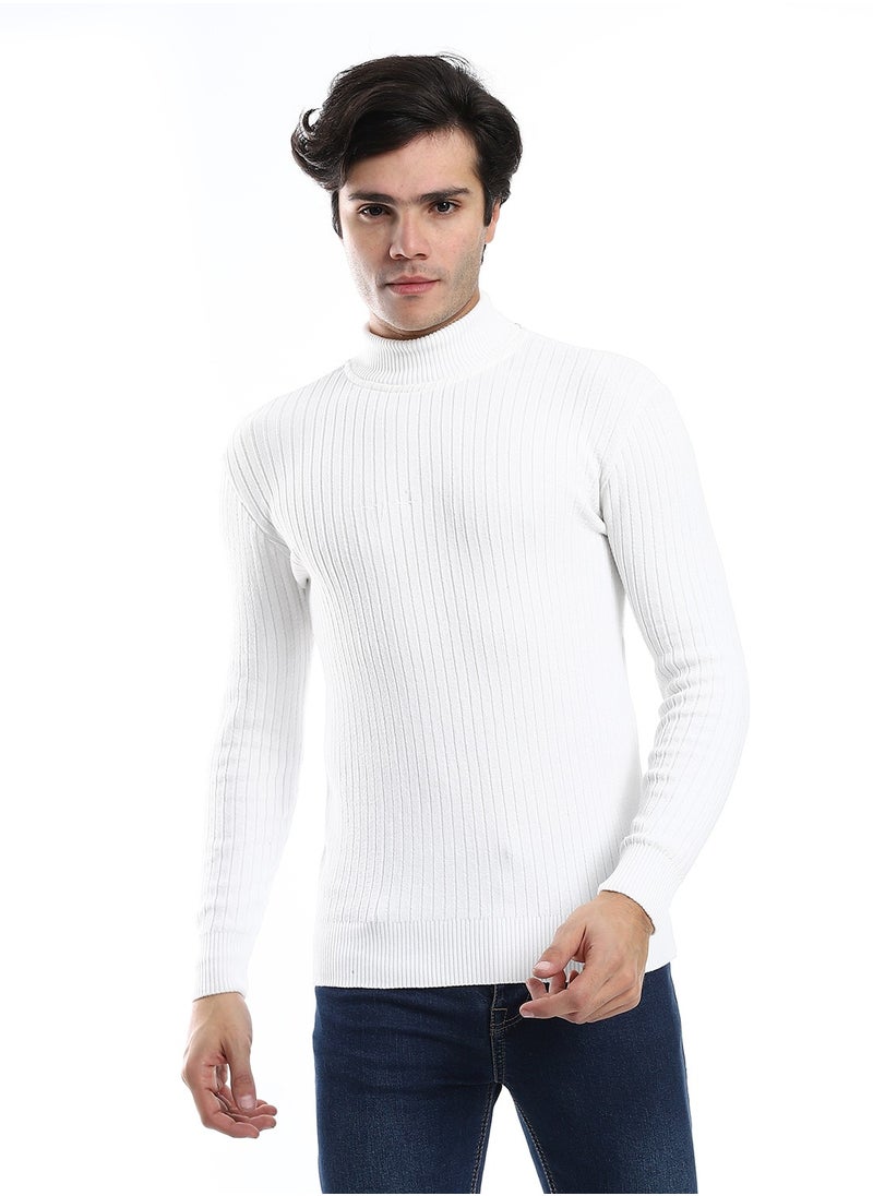 Caesar - Mens Ripped Wool Pullover With High Neck - Image 1