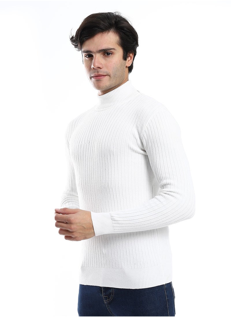 Caesar - Mens Ripped Wool Pullover With High Neck - Image 1