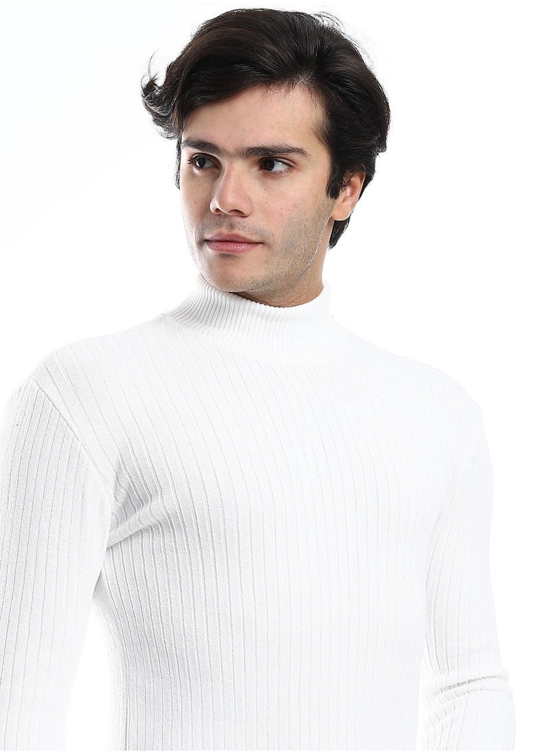 Caesar - Mens Ripped Wool Pullover With High Neck - Image 1