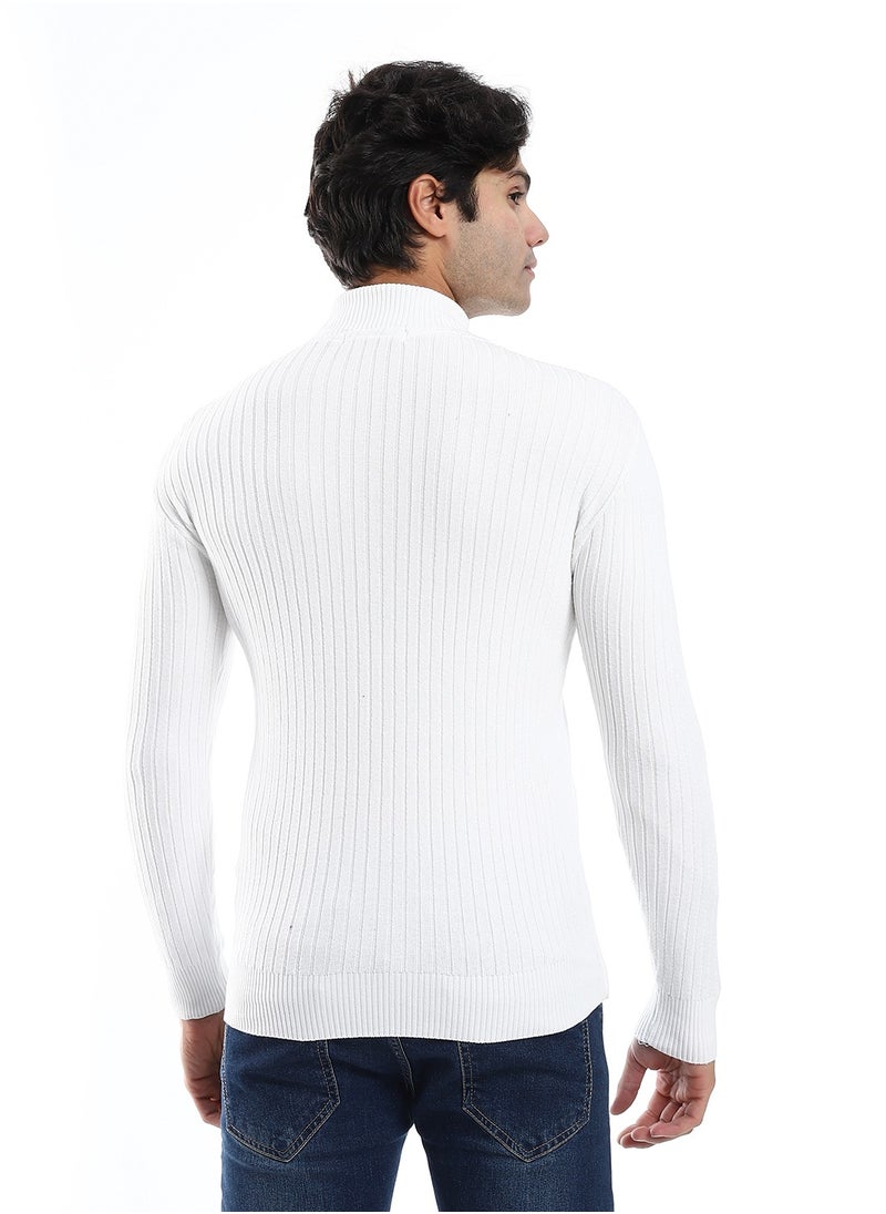 Caesar - Mens Ripped Wool Pullover With High Neck - Image 1