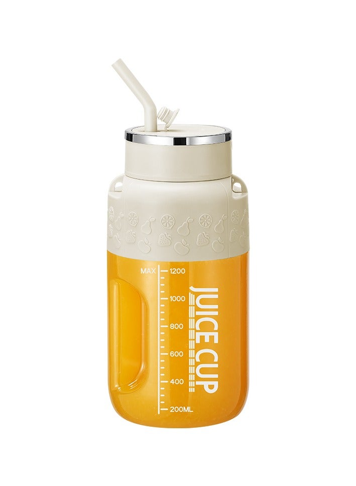 Portable Wireless Juicing Cup - 1200ml Electric Sports Blender with 14 Stainless Steel Blades, USB Rechargeable, Dual Speed, Direct Drinking & Ice Crushing, Large Capacity Juice Maker for Home Office Travel Fitness（K3-White）  - Image 1